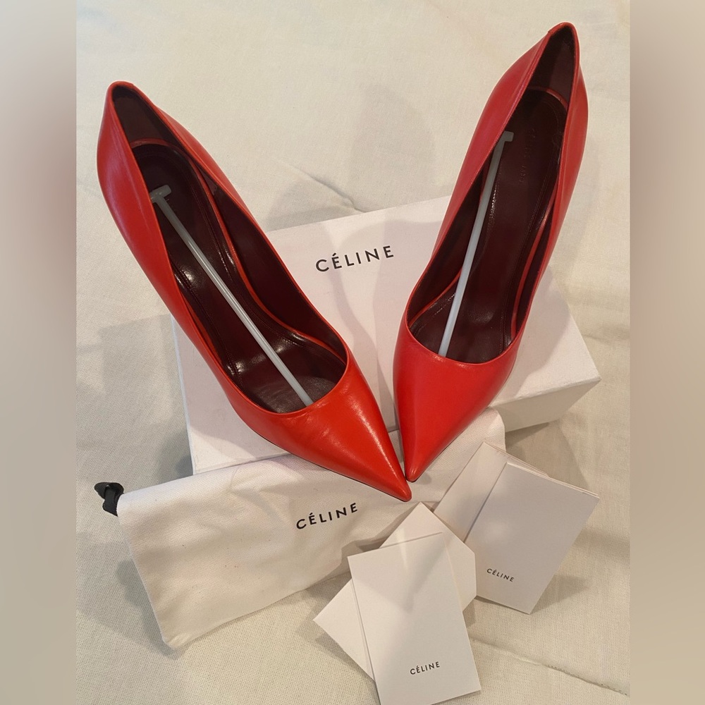 Celine red leather shoes size41,5 hill 3,75